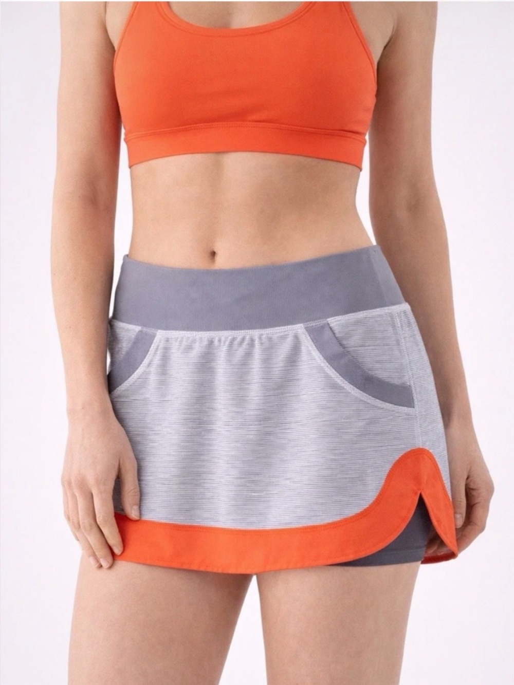 Lululemon Run For All Skirt Wee Stripe White Coal Dazzling Fossil Skort 6